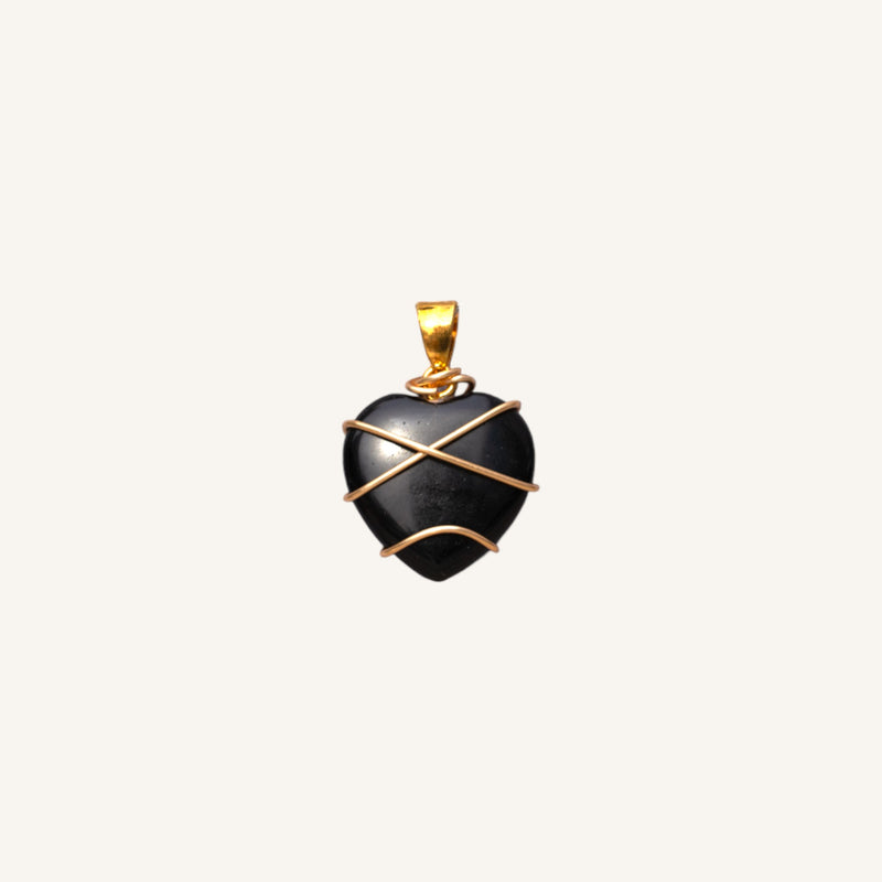 Gold Wire-Wrapped Heart Pendant