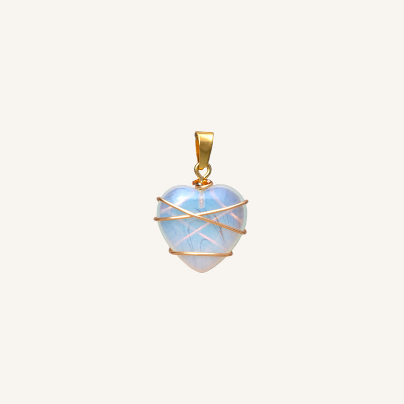 Gold Wire-Wrapped Heart Pendant