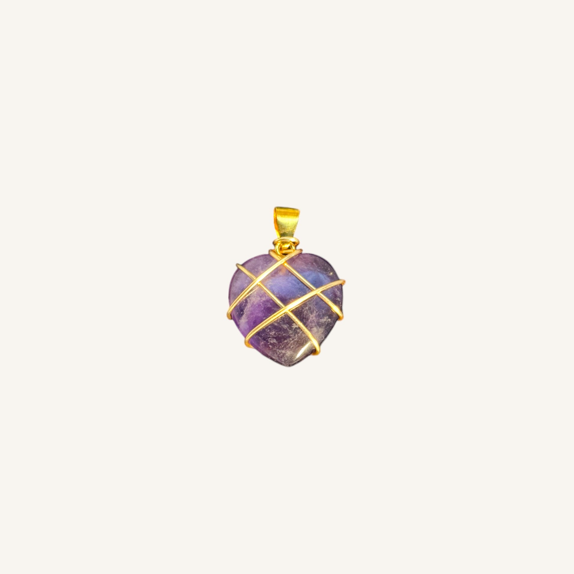 Gold Wire-Wrapped Heart Pendant