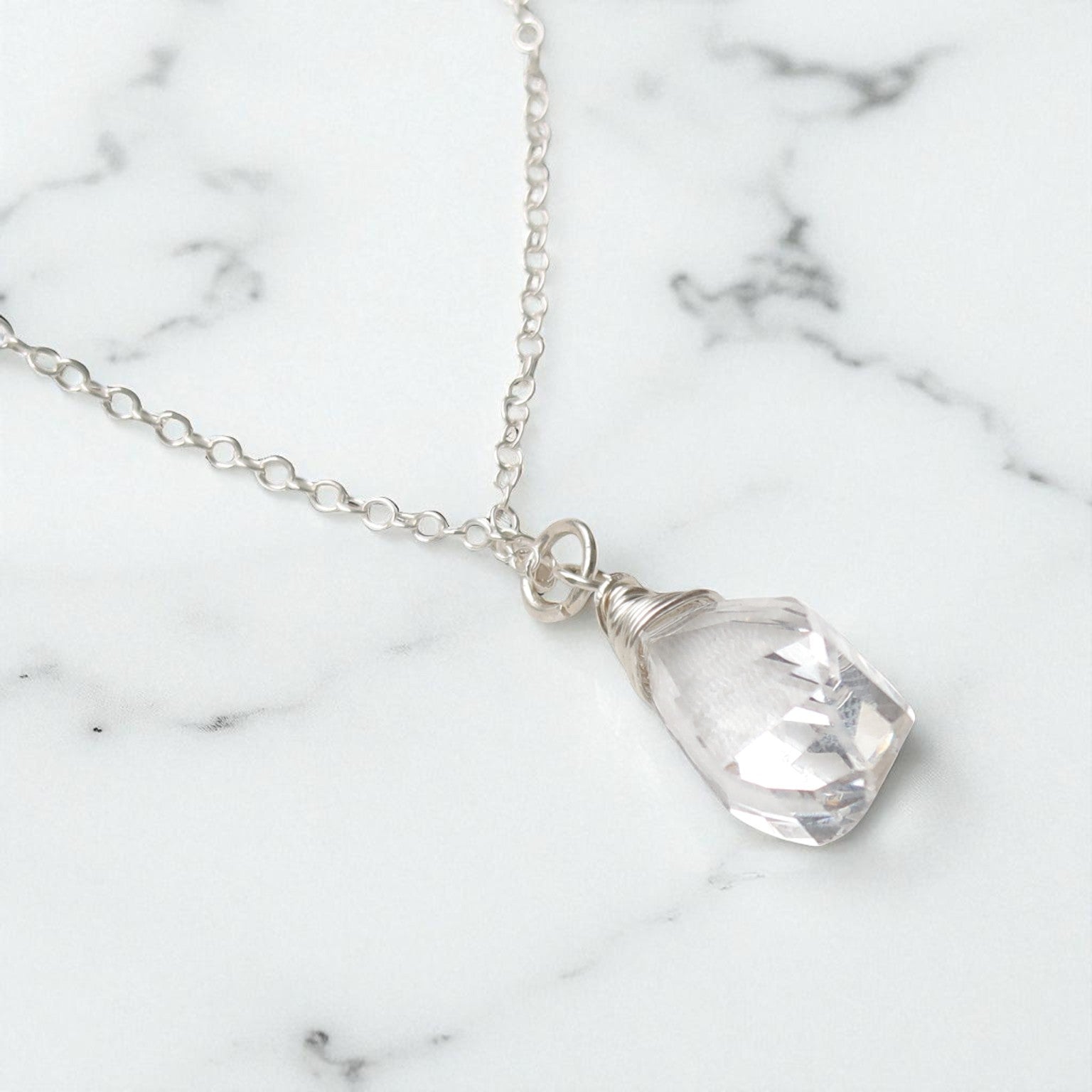 Clear Swarovski Teardrop Necklace