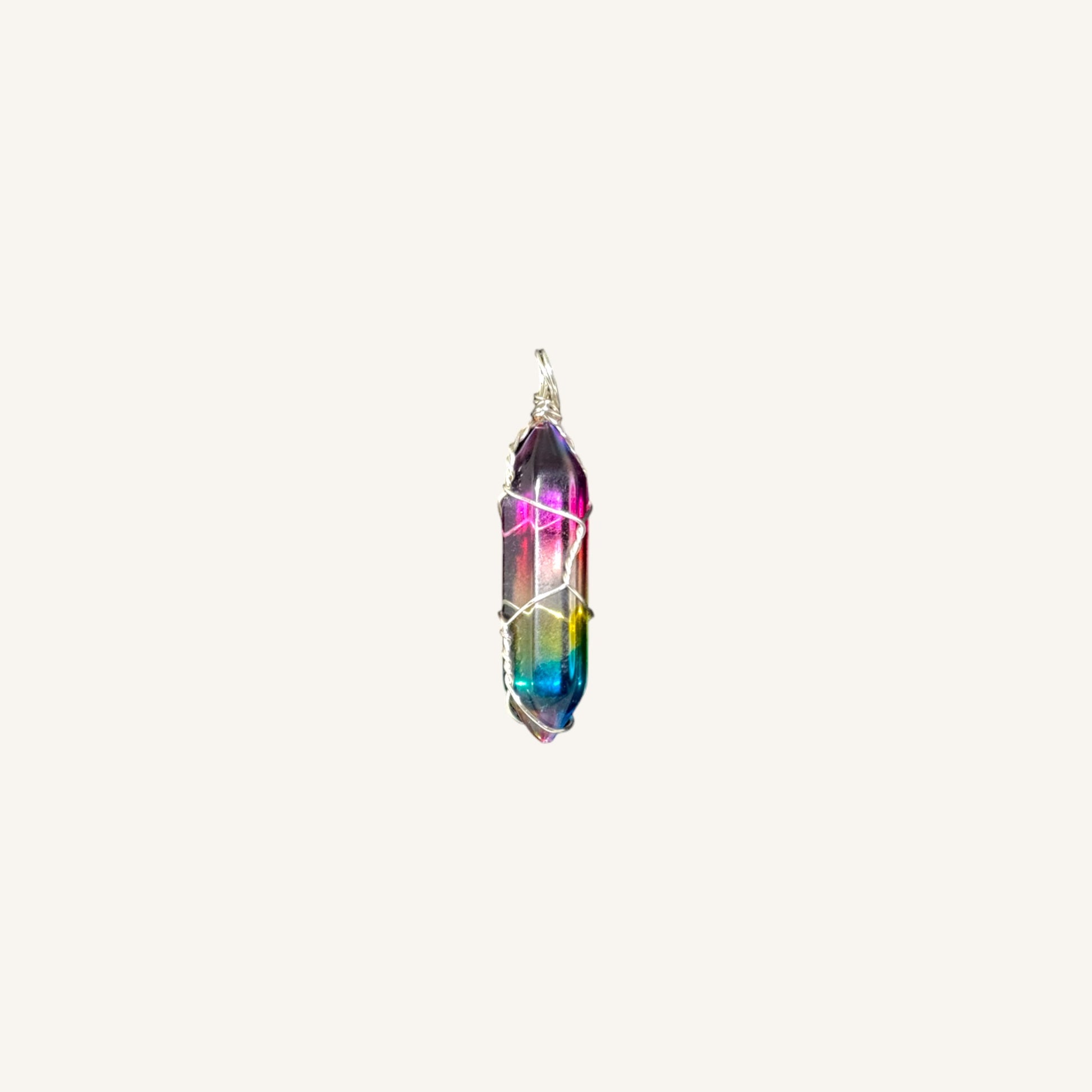 Rainbow Aura Quartz Point Pendant