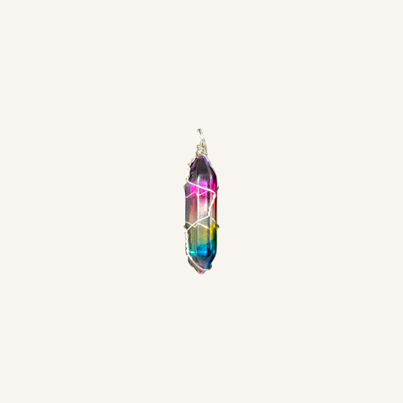 Rainbow Aura Quartz Point Pendant