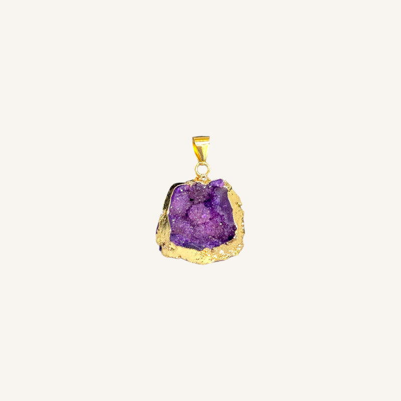 Gold-Plated Stainess Steel Druzy Agate Pendant