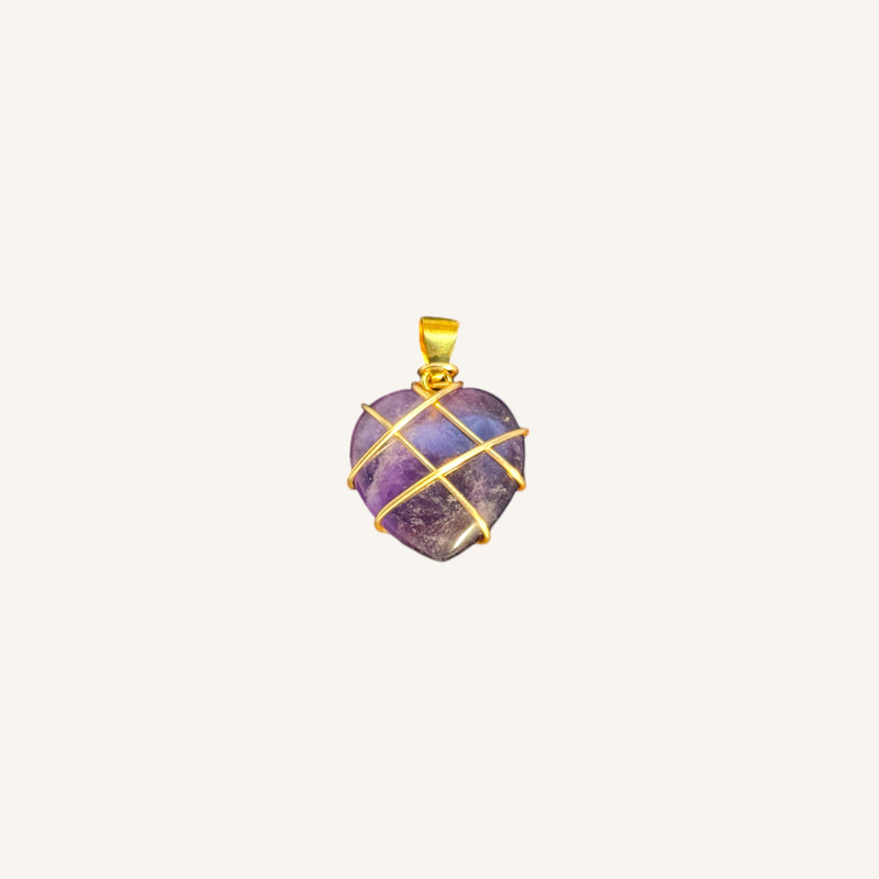 Gold Wire-Wrapped Heart Pendant