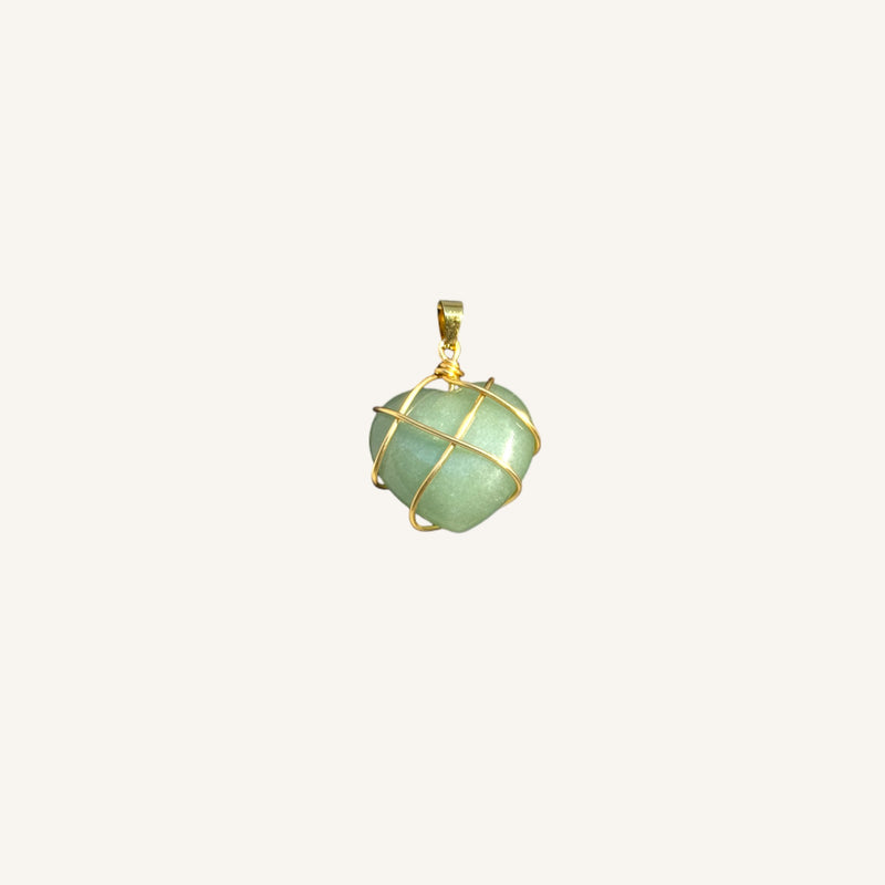 Gold Wire-Wrapped Heart Pendant