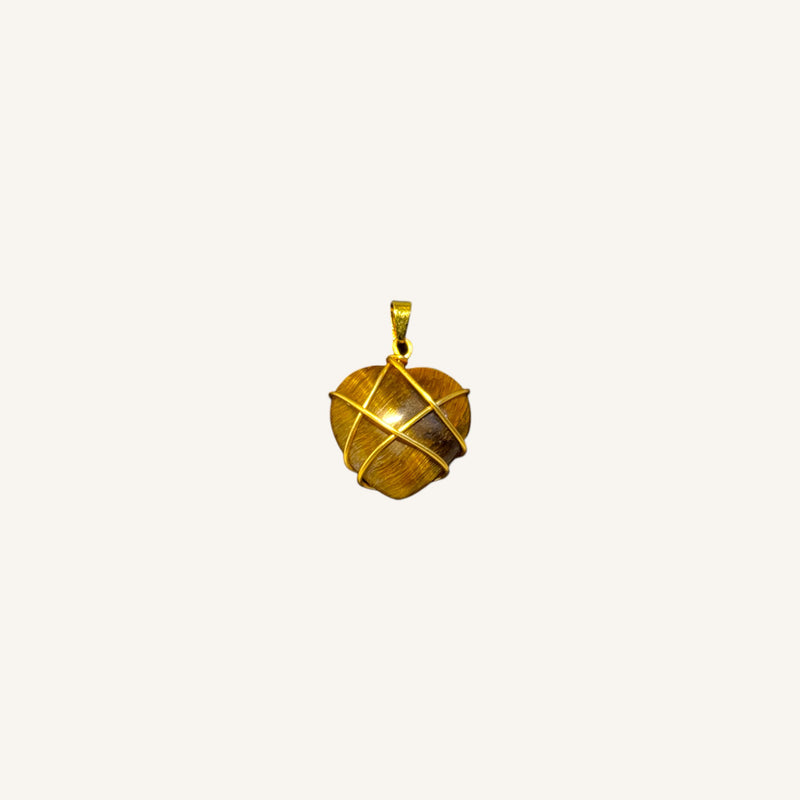 Gold Wire-Wrapped Heart Pendant
