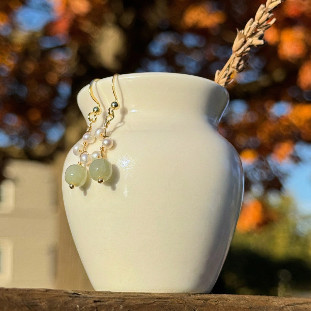 Jade & Pearl Drop Earrings
