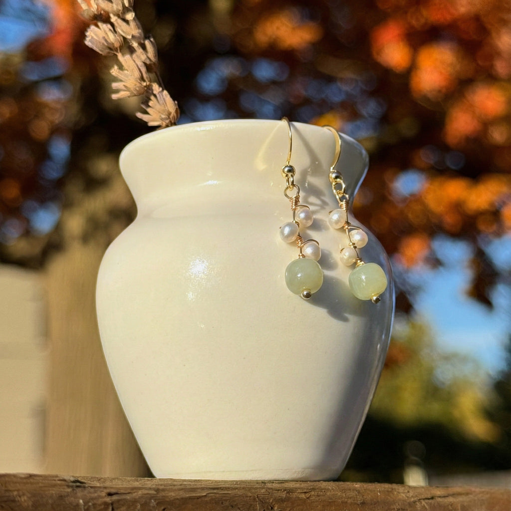 Jade & Pearl Drop Earrings