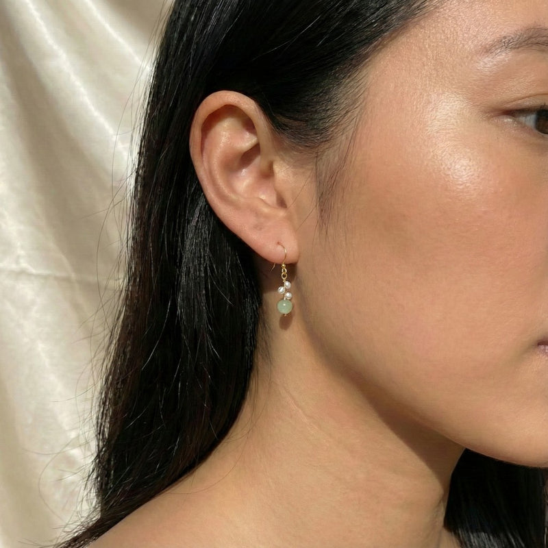 Jade & Pearl Drop Earrings