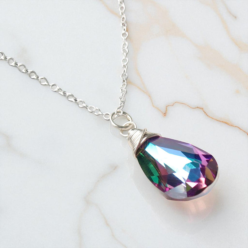 Mystic Teardrop Swarovski Crystal Necklace